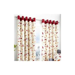 En hêtre' Face moderne 100% coton Rouge, Orange, Beige Leaf Trail avec Top Bordure contrastée sur