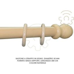 Inferramenta - Tringle a rideau coulissante en bois naturel 35 mm longueur 300 cm sans supports