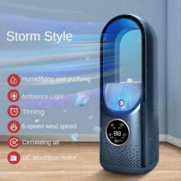 Ventilateur Electrique de Refroidissement Portable Sans Feuilles 6 Vitesses Climatiseur Minuterie