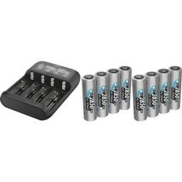Lithium 4 Chargeur de piles rondes LiFePO, Li-ion, NiCd, NiMH 10340, 10350, 10440, 10500, 10350,