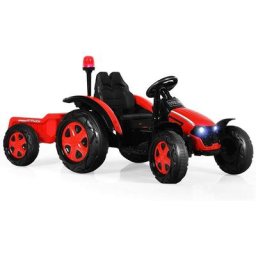 Tracteur Électrique pour Enfant,Tracteur à pédales avec Remorque Amovible et Télécommande, Pédale