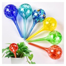 Globes d'arrosage Lot de 2, Distributeur Eau Plantes et Fleurs, Outil de Bureau, 156 cm, Verre, Bleu