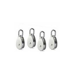 4 pièces M25 Seul Poulie Bloc, 304 aciers inoxydables Poulie Rouleau, Grue Pivot Crochet Lisse fil