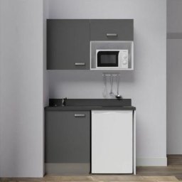 Cuisibane - Kitchenette K07L - 120 cm - emplacements frigo top et micro-ondesGrisNeroévier à gauche