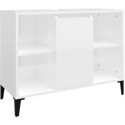 Meuble d'évier blanc brillant 80x33x60 cm bois d'ingénierie Vidaxl High gloss white