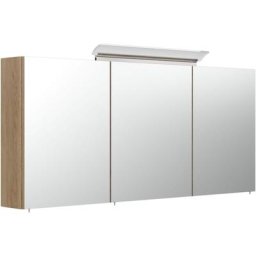 Armoire de toilette avec miroirs et Lampe led acrylique 140cm en Décor chêne - décor chêne
