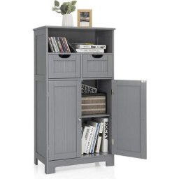 Meuble de Rangement de Salle de Bain Commode Blanche de Toilette/Chambre avec 2 Tiroirs et 2