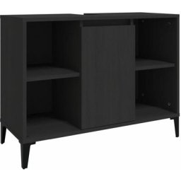 Meuble d'évier noir 80x33x60 cm bois d'ingénierie Vidaxl Black