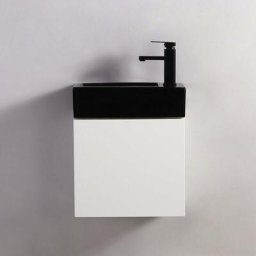 Pack Studio Noir droite + Meuble Lave main Blanc City
