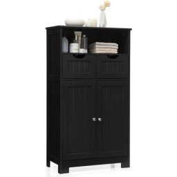 Meuble de Rangement de Salle de Bain Commode Blanche de Toilette/Chambre avec 2 Tiroirs et 2