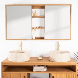 Miroir armoire de toilette 130 cm - Marron