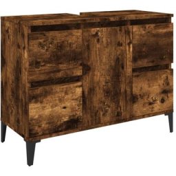 Meuble d'évier chêne fumé 80x33x60 cm bois d'ingénierie vidaXL - Smoked oak