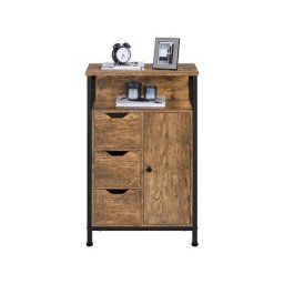 Meuble de Rangement de Salle de Bains sur Pieds Armoire Buffet Multifonctionnel Placard avec 3