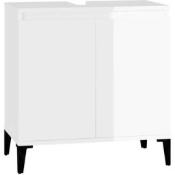 Meuble d'évier blanc brillant 58x33x60 cm bois d'ingénierie Vidaxl High gloss white