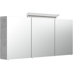 Armoire de toilette avec miroirs et Lampe led acrylique 140cm en Aspect Béton - aspect béton