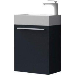 Sogood Petit meuble sous vasque gris noir et vasque 46cm ensemble de 2 pièces de meuble de salle de