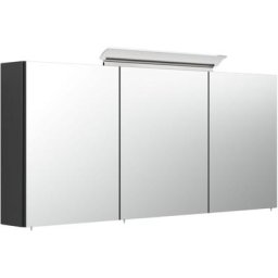 Armoire de toilette avec miroirs et Lampe led acrylique 140cm en Noir satiné - noir