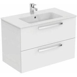 PORCHER Ensemble meuble et lavabo-plan ULYSSE, 2 tiroirs - 80cm - blanc