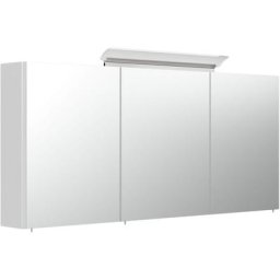 Armoire de toilette avec miroirs et Lampe led acrylique 140cm en Blanc brillant - blanc brilliant