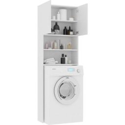 Meuble de machine à laver Meuble de salle de bain Blanc 64x25,5x190cm Bois d'ingénierie
