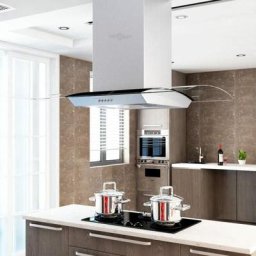 Kalisse - Hotte Aspirante silencieuse - Hotte Décorative îlot 90cm Acier inoxydable 756 m³/h led