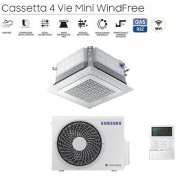 Climatiseur inverter Samsung cassette 4 voies mini windfree 9000 btu r-32 ac026rnndkg avec panneau