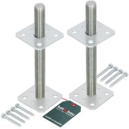 2 pièces support de poteau Réglable 80 mm x 80 mm x 250 mm Filetage M24 mm Pied De Poteau Bois En