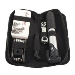 Kit de réparation de vélo 16 en 1 avec accessoire de pompe de poche tournevis outil coleur noir