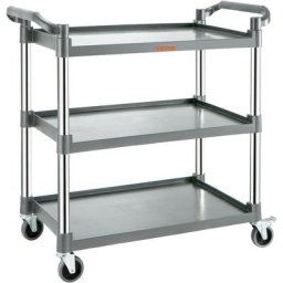 Chariot de Service Transport Utilitaire 3 Niveaux Charge Totale 100kg Gris - Vevor