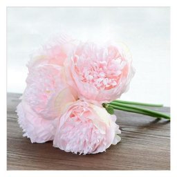 1 Bouquets de pivoines artificielles, 5 têtes de Pivoine en Soie Fausse Fleur pour la décoration de