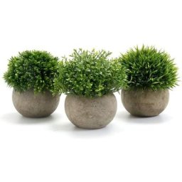 3Pcs Plantes d'intérieur artificielles, fausses plantes en plastique avec pots gris décoration de