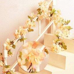 Champagne-2 pièces x 235cm fleurs artificielles cerisier guirlande de corde vigne feuille haie