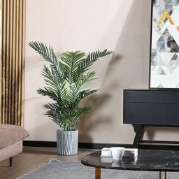 Plante Artificielle 110cm Arbre Palmier Fausse Plante Artificiel Grande avec Pot Vert