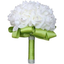 Arrivée de fleurs artificielles roses bouquet de mariage soie satin ruban champagne demoiselles