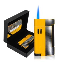 Coffret cadeau allume-cigare avec flamme à jet unique butane illable quotidien avec poinçon
