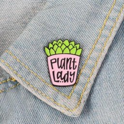 Broche plante à revers pour femme Badge en alliage dessin animé créatif Corsage en émail robe