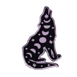 Épingle en émail de loup de Phase de lune Badge d'animal sauvage accessoires d'art gothiques de
