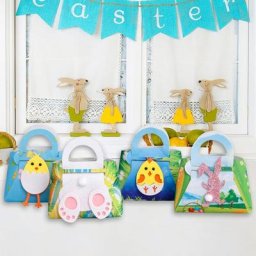 Sac cadeau de pâques motif 3D fait à la main sac d'emballage en tissu lapin de pâques poussin