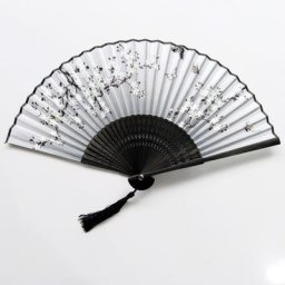 InjFolding Fan avec tige en bois chinois japonais danse classique pompon de haute qualité