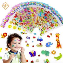 Autocollants 3D gonflés en vrac pour enfants dessin animé d'animaux cadeau d'anniversaire pour