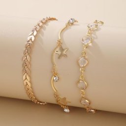 Bracelets à breloques en or pour femme perles de cristal pentacle étoile tennis salle JOprompt