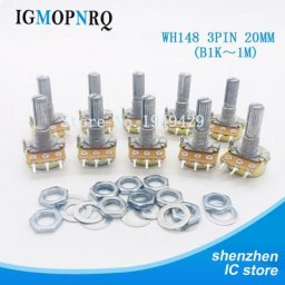 5 pièces 20mm arbre WH148 Kit de potentiomètre Joint simple B1K 2K 5K 10K 20K 50K 100K 250K 500K 1M