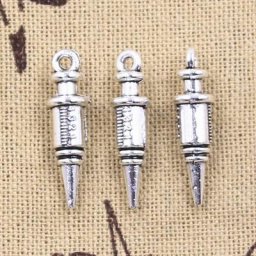 Injecteur de seringue de docteur en argent antique bijoux tibétains faits à la main document de