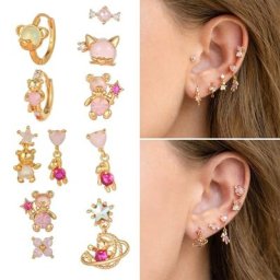 Micro-ensemble de boucles d'oreilles en Zircon plaqué or bijoux à la mode ours Animal