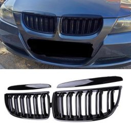 Grilles de pare-chocs avant de voiture à double ligne grille de course noir brillant BMW E90