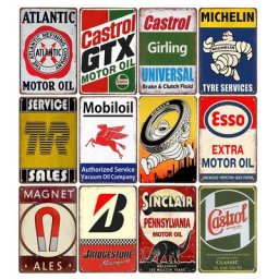 Panneaux Métalliques 18 ou 18 Pneus de Voiture Huile de Moteur BP Affiche Vintage Décoration de
