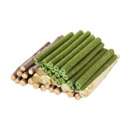 Jouets à mâcher naturels pour animaux de compagnie bâtons de foin de luzerne et bambou doux 3