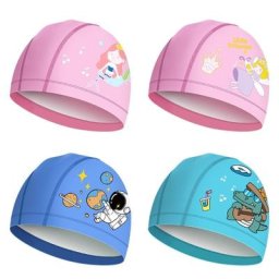 Bonnet de bain en tissu PU imperméable motif dessin animé pour enfant en bas âge et jeune pour