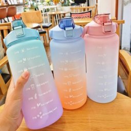 FSILE-Bouteille d'Eau en Plastique de Grande Capacité Gobelet à Paille Document Dégradé Standard