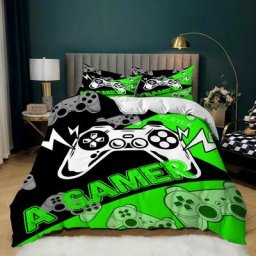 Juste de couette en microcarence noire et verte pour enfant et adolescent ensemble de housses de